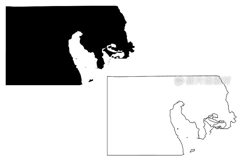 Box Elder County, State Utah (U.S. County, United States, USA, U.S.， USA)地图矢量插图，手绘Box Elder地图
